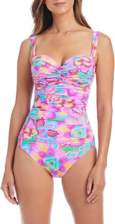 Bleu Rod Beattie Shirred One-Piece Swimsuit in Pink Multi at Nordstrom, Size 12