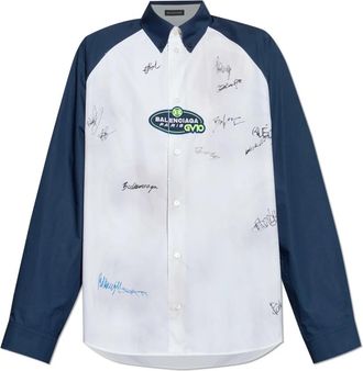 Balenciaga Logo Shirt - Heren - Casual Overhemden - Wit - XL - Katoen - Overhemden