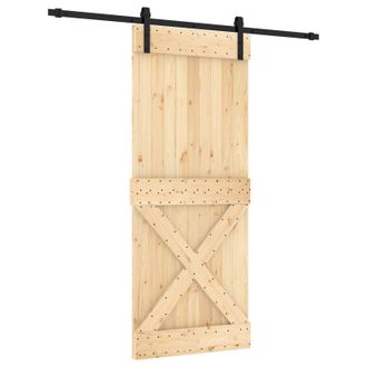 vidaXL Puerta Corredera Natural Y Negro 85 X 210 Cm Vidaxl