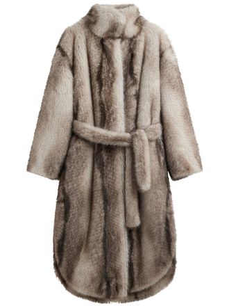 Frankie Shop Wrap-Around Grey Faux Fur Ravello Coat