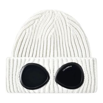 C.P. Company C.p. Company - Goggle Ribbed Beanie - Heren - Accessoires - Wit - Maat: ONE Size Wol