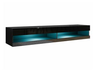 Mirjan24 Mueble Tv Vilrin, Negro + Negro Brillante, N&uacute;mero De Puertas: 2, N&uacute;mero De Cajones: 0, 180x30x40cm, Led