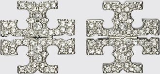 Tory Burch Orecchini a bottone Icon in ottone con cristalli pav&eacute; e logo Double T