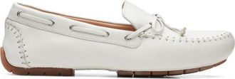 Clarks C Mocc Tie Leather Shoes in White Standard Fit Size 5.5