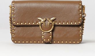 Pinko Mini borsa Love One Slouchy in pelle con ricamo monogram e logo Love Birds