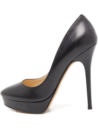 Jimmy Choo London 130mm leather platform pumps - women - Leather/Leather/Leather - 38 - Black