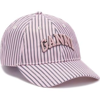 Ganni Logo Embroidered Recycled Nylon Baseball Cap in Cameo Pink at Nordstrom