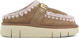 Mou Pink Brown Double-face Sheepskin Bounce Clog