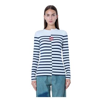 Jean Paul Gaultier Maglia a Maniche Lunghe con Girocollo a Righe - - Tops - Donna - Bianco - M