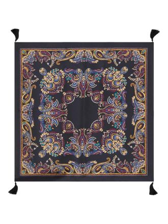 Etro tassels paisley-print silk scarf - women - Silk - One Size - Black