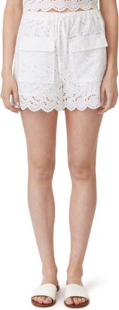 Habitual Embroidered Eyelet Cotton Cargo Shorts in White at Nordstrom, Size Small