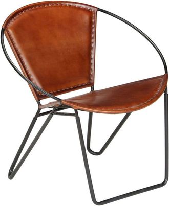 vidaXL Chair Brown Real Leather vidaXL