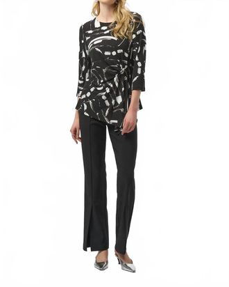 Joseph Ribkoff Abstract Print 3/4 Sleeves Asymmetrical Top In Black/multi