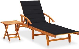 vidaXL Tumbona De Jard&iacute;n Con Mesa Y Coj&iacute;n Madera Maciza De Acacia Vidaxl