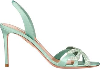 Aquazzura Ribbon Kiss Sandal 85 - Dames - Sandalen met hakken - Groen - 38 EU - Satijn - Schoenen