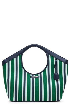Anne Klein Stripe Large Tote Bag with Pouch in Navy at Nordstrom Rack