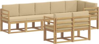 vidaXL Conjunto De Sof&aacute;s De Exterior 8 Uds. Y Beige Poli&eacute;ster Vidaxl