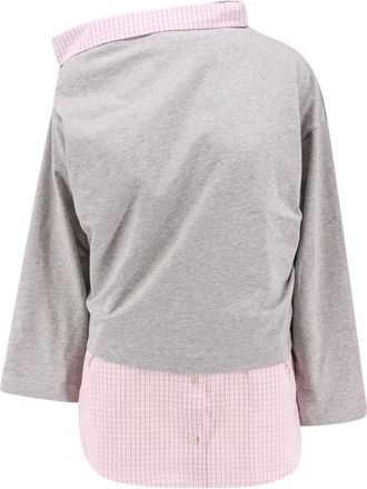 Dries Van Noten Hoodies & sweatvesten, Dames, Grijs, S, Katoen, Geruite Grijze Sweater