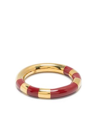 Aurélie Bidermann enamel ring - women - Resin/18kt Gold Plated Brass - 52