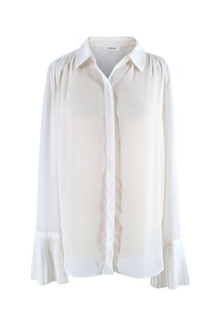 Frame Denim Fluted Sleeve Detailed White Shirt Size L