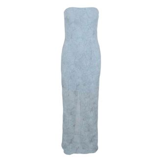 Rotate ROTATE Birger Christensen, Gowns, female, Blue, Size: XS Textured Mesh Floral Tube Dress