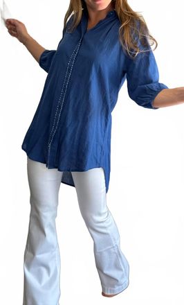 Debbie Katz Ava Collared Neckline Tunic Top In Blue