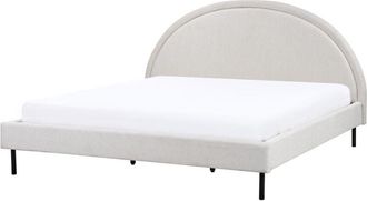 Beliani Cama Minimalista De Tela Tapicer&iacute;a Poli&eacute;ster Somier Cabecero Semicircular 180 X 200 Cm Gris Claro Margut