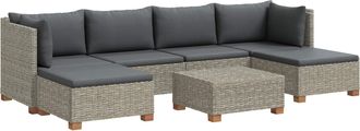 vidaXL 7 Uds. Conjunto De Lounge De Rat&aacute;n Con Cojines Gendt Gris Kubu Vidaxl