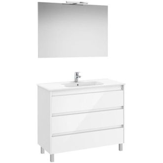 Roca Mueble Lavabo 1000mm Tenet 3 Cajones + Espejo Y Aplique Led Blanco Brillo.-roca: Dise&ntilde;o, Innovaci&oacute;n Y Calidad