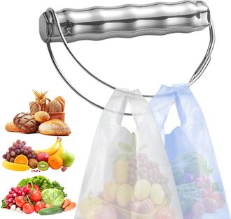Generic Grocery Bag Carrier - Stainless Steel Grocery Lifter, 50lbs Loads Multi Purpose Stainless Steel Holder, Shopping Handle Tote Bucket Holder | For Home 