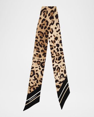 Dolce & Gabbana Leopard-Print Silk Twill Bandeau Scarf
