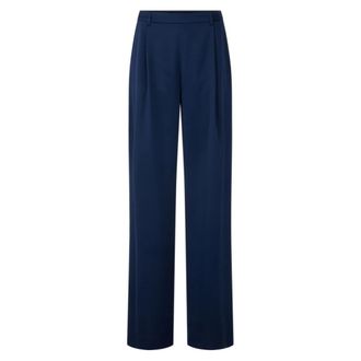 Marc Cain Wedi Broek - Dames - Straight fit broeken - Blauw - L - Satijn - Broeken