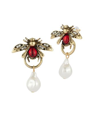 Sphera Milano Gold-Plated 21Mm Pearl Cz Earrings