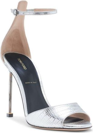 Tom Ford Stiletto Ankle Strap Sandal in Silver at Nordstrom, Size 10.5Us