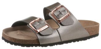 Tamaris Pantolette TAMARIS, Damen, Gr. 36, silber (altsilberfarben), Lederimitat, leicht gl&auml;nzend, Basic, Schuhe Pantolette, Sommerschuh, Schlappen mit gepols