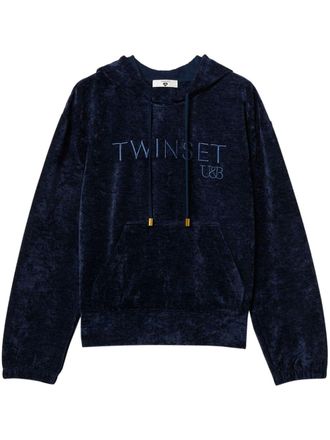 Twin-Set velvet hoodie - Blue