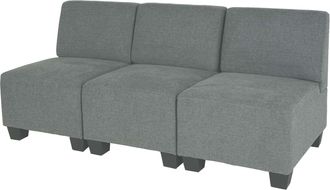 Hhg Nunca Usado] Sof&aacute; Modular 3 Plazas Lyon, Tela/textil, Gris, Sin Reposabrazos