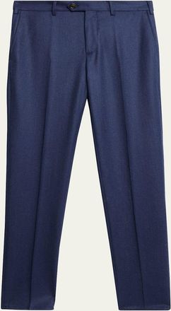 Brunello Cucinelli Mens Wool Flannel Flat-Front Pants