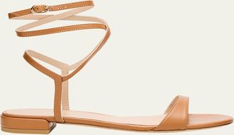 Stuart Weitzman Nudist Leather Ankle-Wrap Sandals
