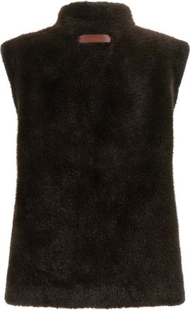 Lou Andr&eacute;a Mink-Effect Faux Fur Vest - Olive Green