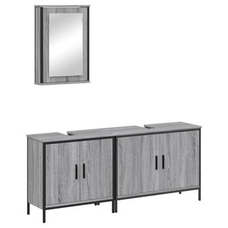 Berkfield Home 3 Piece Bathroom Furniture Set Grey Sonoma Engineered Wood