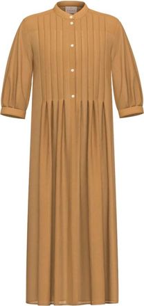 Marella Emme Chemisier Jurk - Dames - Shirt Kleedjes - Bruin - L - Katoen - Kleedjes