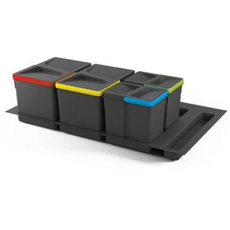 Emuca Papelera 2x12 L 2x6 L M&oacute;dulo 900 Mm Pl&aacute;stico Gris Antracita