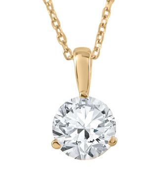 Pompeii3 1Ct Solitaire Round Cut Diamond Pendant 3-Prong Necklace Lab Grown