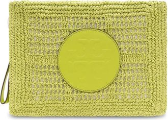 Tory Burch Ella Hand Pouch - Dames - Clutches - Groen - ONE Size - Tassen