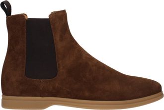 Eleventy Brown Leather Ankle Mens Boots