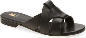 Bruno Magli Andria Woven Slide Sandal in Black Leather at Nordstrom Rack, Size 10.5