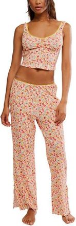 Free People Fresh in Love Pointelle Pajamas in Butter Combo at Nordstrom, Size X-Small