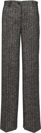 Dolce & Gabbana Broeken, Dames, Grijs, L, Wol, Wollen broek met streepjesprint