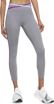 Nike Dri-Fit One Mid-Rise 7/8 Taped Leggings In Smoke Gray